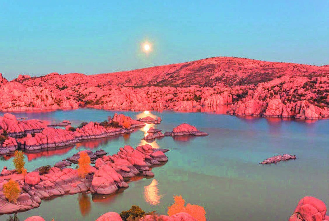 Watson Lake and the Granite Dells at dusk